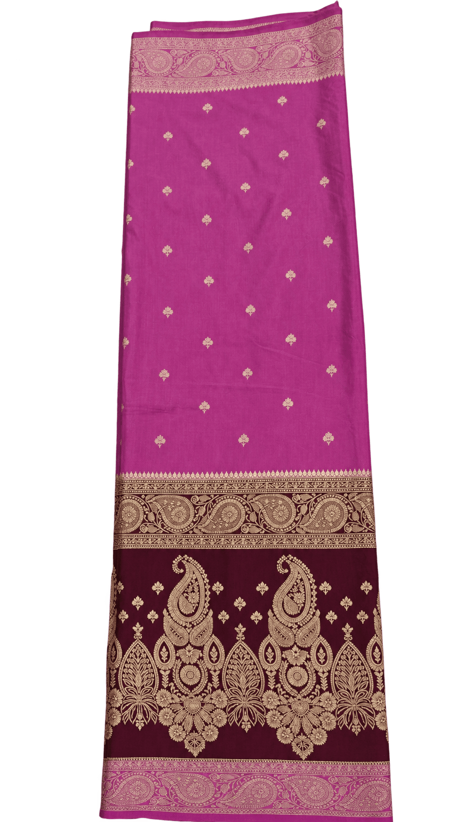 Pink and maroon semi-crepe saree Pink and maroon semi-crepe saree