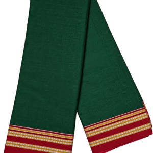 Dark Bottle Green Cotton Ilkal Saree with Maroon Contrast Border