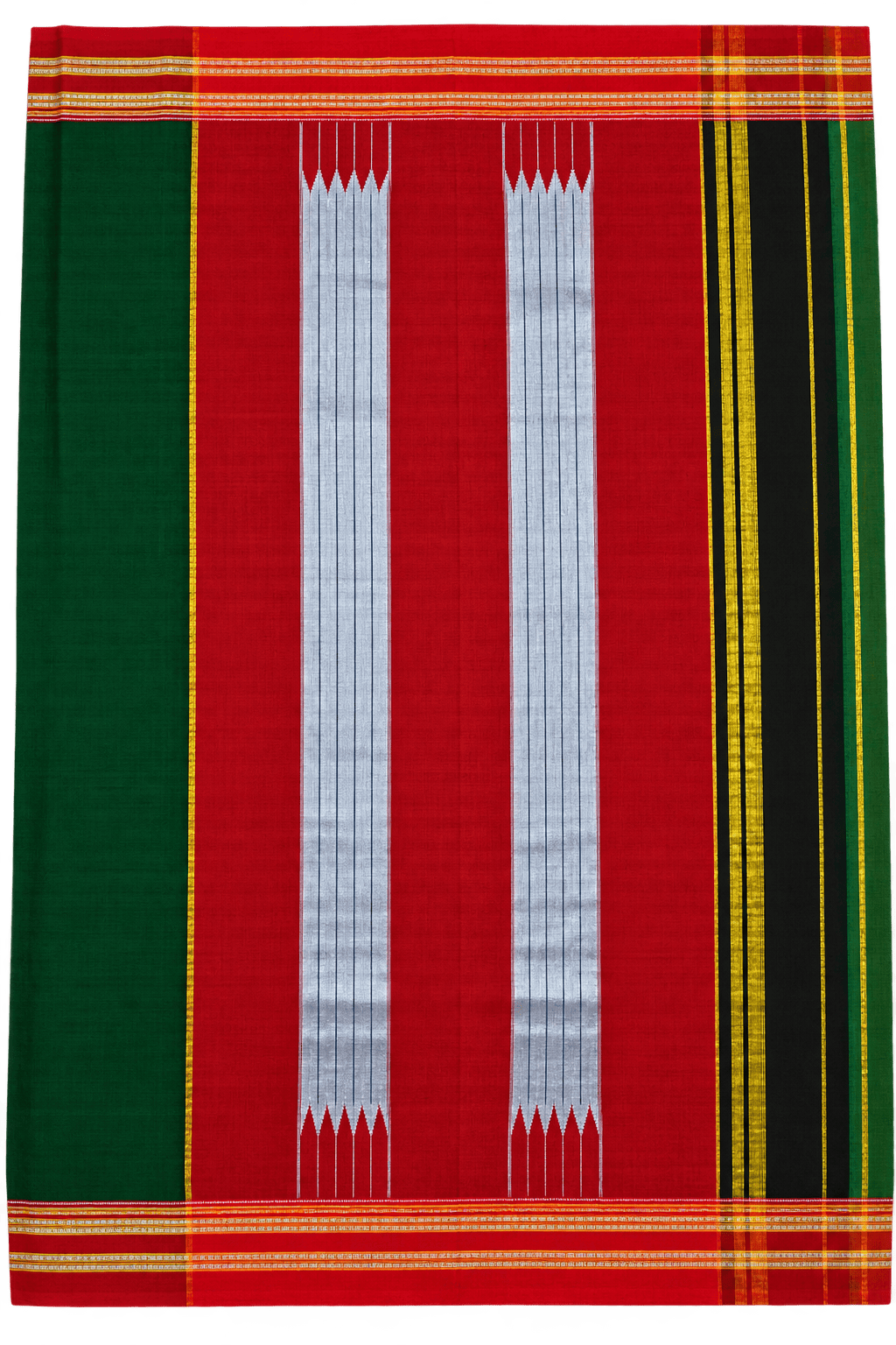 Dark Bottle Green Cotton Ilkal Saree with Maroon Contrast Border Dark Bottle Green Cotton Ilkal Saree with Maroon Contrast Border