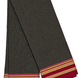 Home Green & Purple Double Colour Checked Cotton Ilkal Saree with Maroon & Gold Zari Border