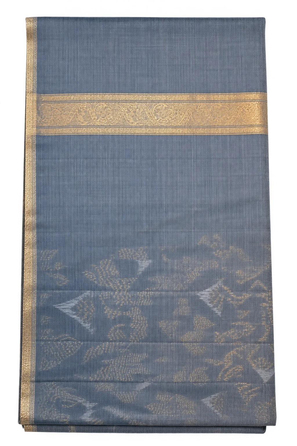 Teal Blue & Antique Gold Banarasi-style Cotton Linen Sarees Teal Blue & Antique Gold Banarasi-style Cotton Linen Sarees