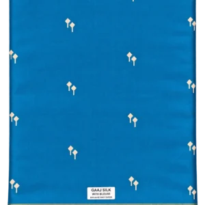 Turquoise Blue Gaaj Silk Saree with Gold Zari Buttas and a Striped Zari Border